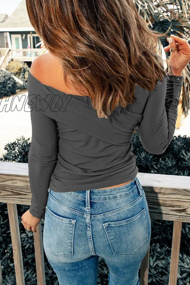 Hnewly - Casual Simplicity Solid Patchwork V Neck Tops(6 Colors) Tops/Long Sleeve Tops