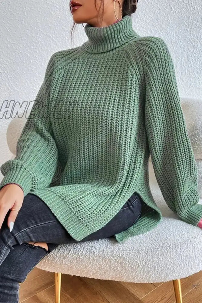 Hnewly - Casual Solid Basic Turtleneck Tops Tops/Sweaters & Cardigans
