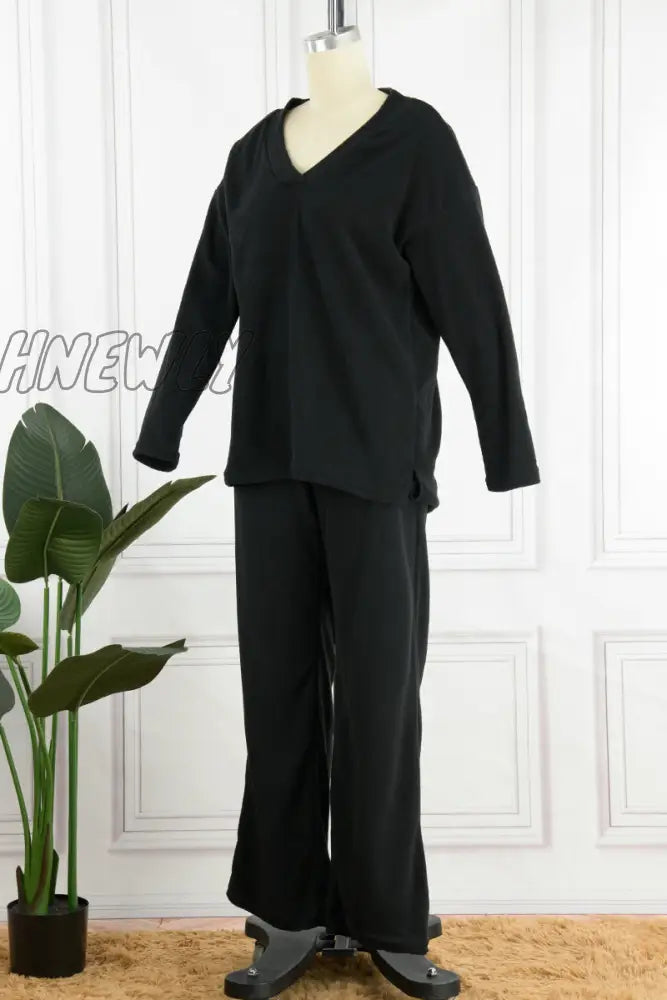 Hnewly - Casual Solid Color V Neck Two Pieces(5 Colors) Pieces/Two-Piece Pants Set