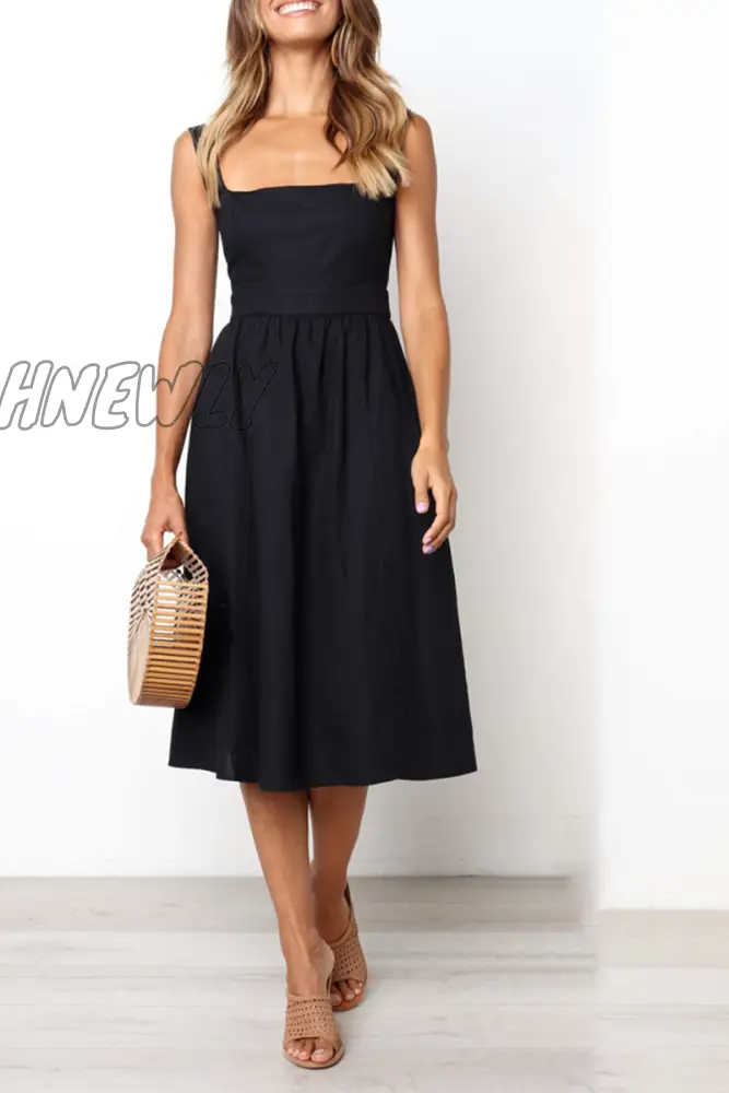 Hnewly - Casual Solid Patchwork Square Collar Cake Skirt Dresses(3 Colors) Dresses/Casual Dresses