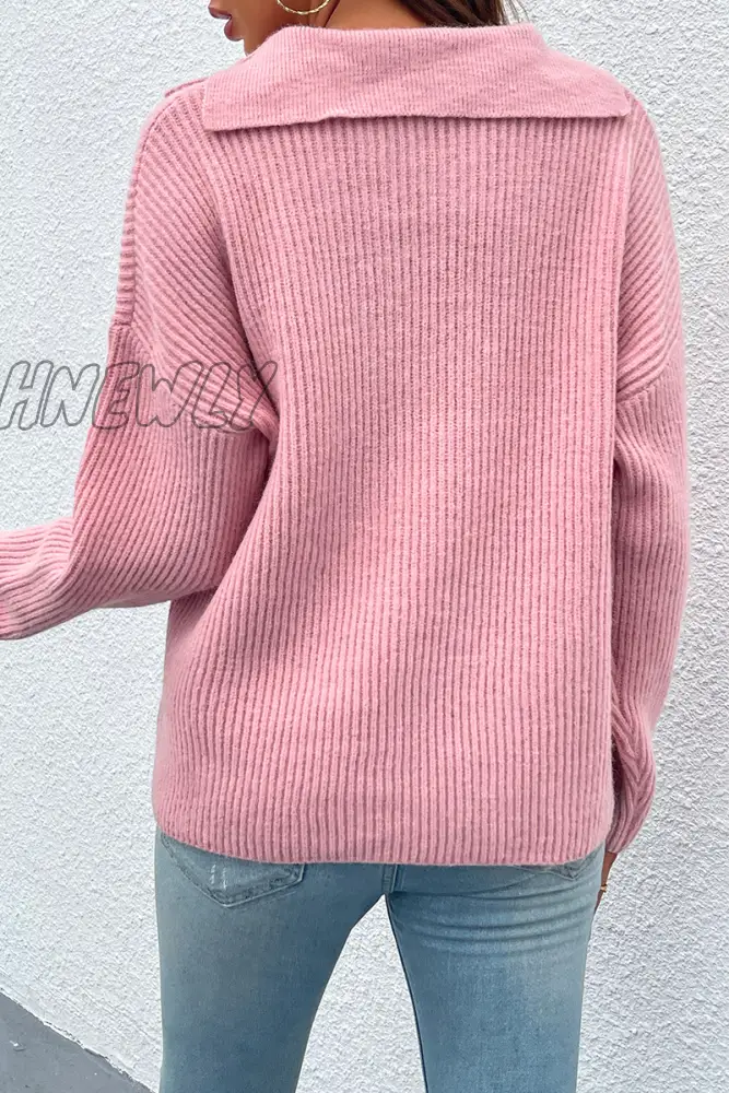 Hnewly - Casual Solid Patchwork Turndown Collar Tops Sweater(4 Colors) Tops/Sweaters & Cardigans