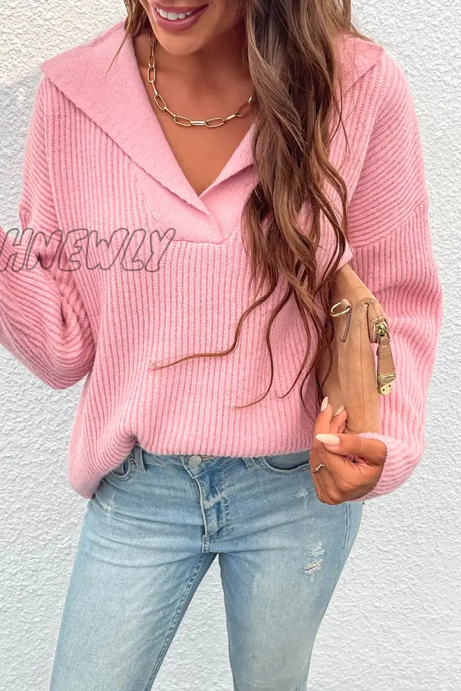 Hnewly - Casual Solid Patchwork Turndown Collar Tops Sweater(4 Colors) Tops/Sweaters & Cardigans