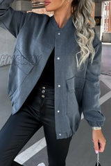 Hnewly - Casual Solid Pocket O Neck Outerwear