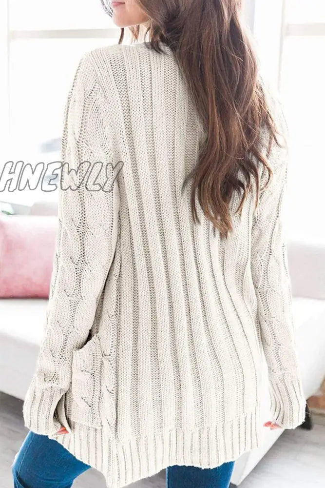 Hnewly - Casual Solid Split Joint Buckle Cardigan Collar Tops(5 Colors) Tops/Sweaters & Cardigans