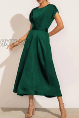 Hnewly - Celebrities Elegant Solid Bandage U Neck Dresses(6 Colors) Dark Green / S Dresses/Party