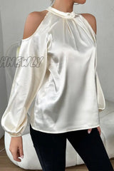 Hnewly - Celebrities Elegant Solid Frenulum Halter Tops Tops/Blouses & Shirts