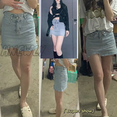 Hnewly Chic And Elegant Woman Jean Skirt Plus Size 4Xl Retro High Waisted Warp Hip Sexy Skirts