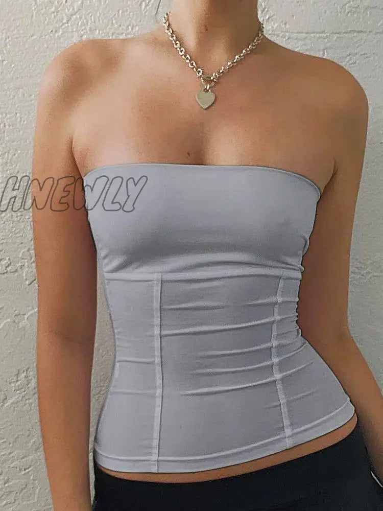 Hnewly Chic Tube Tops Women Sleeveless Strapless Corset Crop Summer Club Sexy Elegant Tank Top