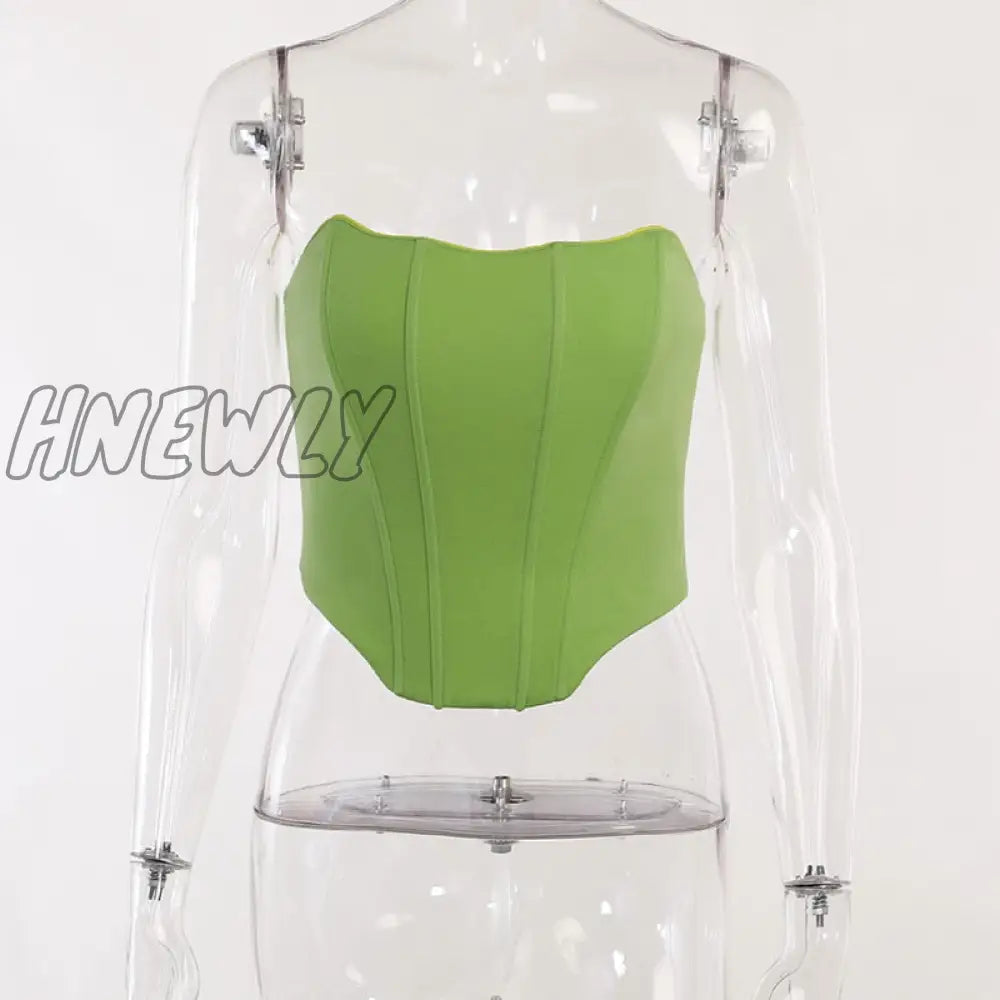 Hnewly Chic Women Skinny Tube Corset Tops Sexy Strapless Bustiers Elegant Lady Y2K Vintage Backless