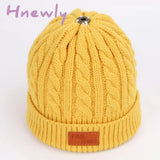 Hnewly Children’s Autumn And Winter Knitted Cotton Hats Warm Comfortable Ski Hat Solid Color