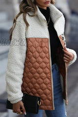 Hnewly - Coffee Casual Animal Print Pocket Turndown Collar Outerwear Coats