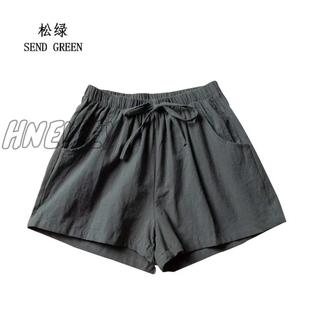 Hnewly Cotton Linen Shorts Woman Basic Short Pants Mini Trousers Trafic Fashion High Waist Bottom