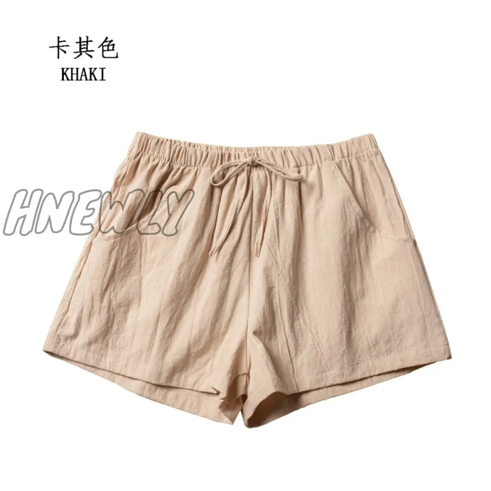 Hnewly Cotton Linen Shorts Woman Basic Short Pants Mini Trousers Trafic Fashion High Waist Bottom
