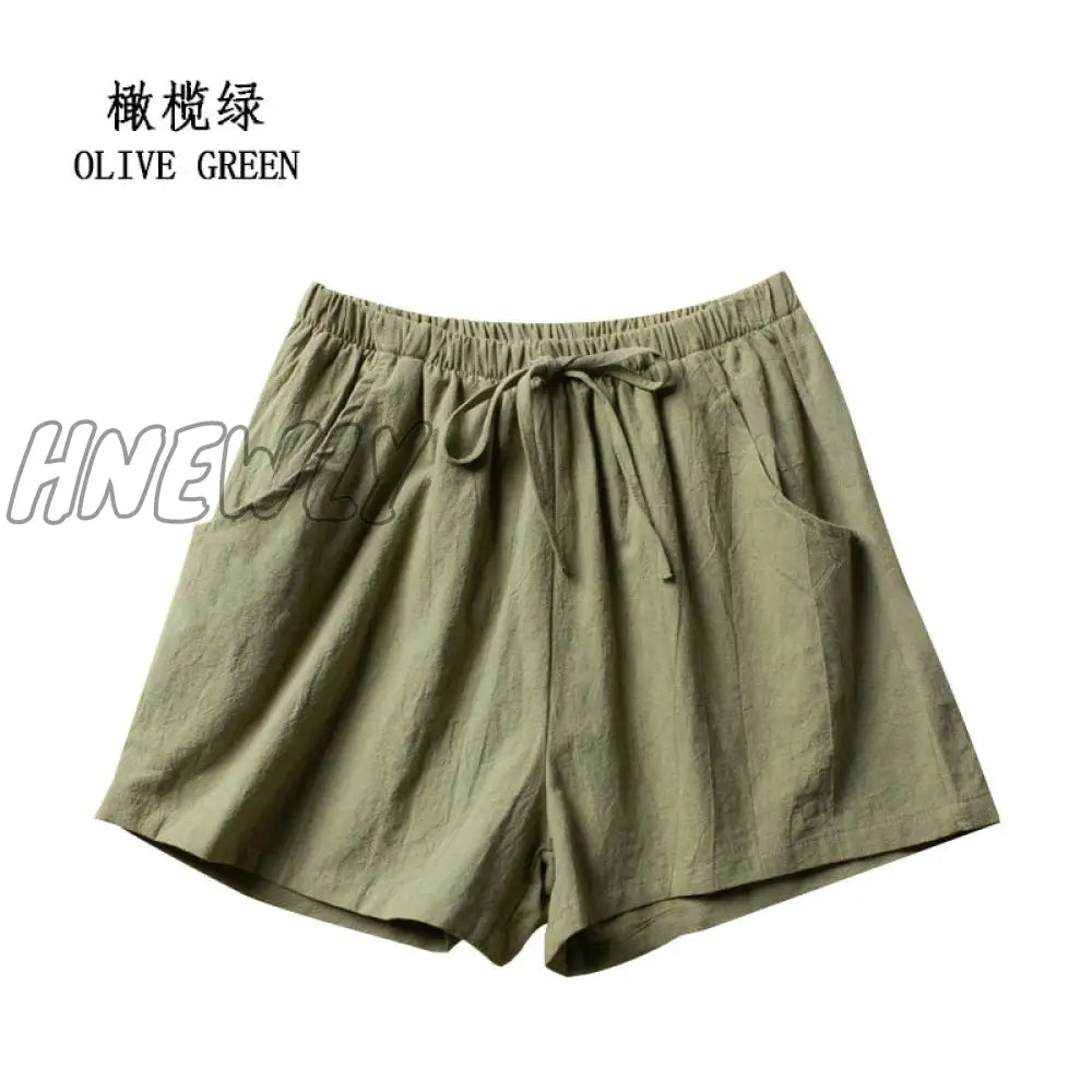 Hnewly Cotton Linen Shorts Woman Basic Short Pants Mini Trousers Trafic Fashion High Waist Bottom