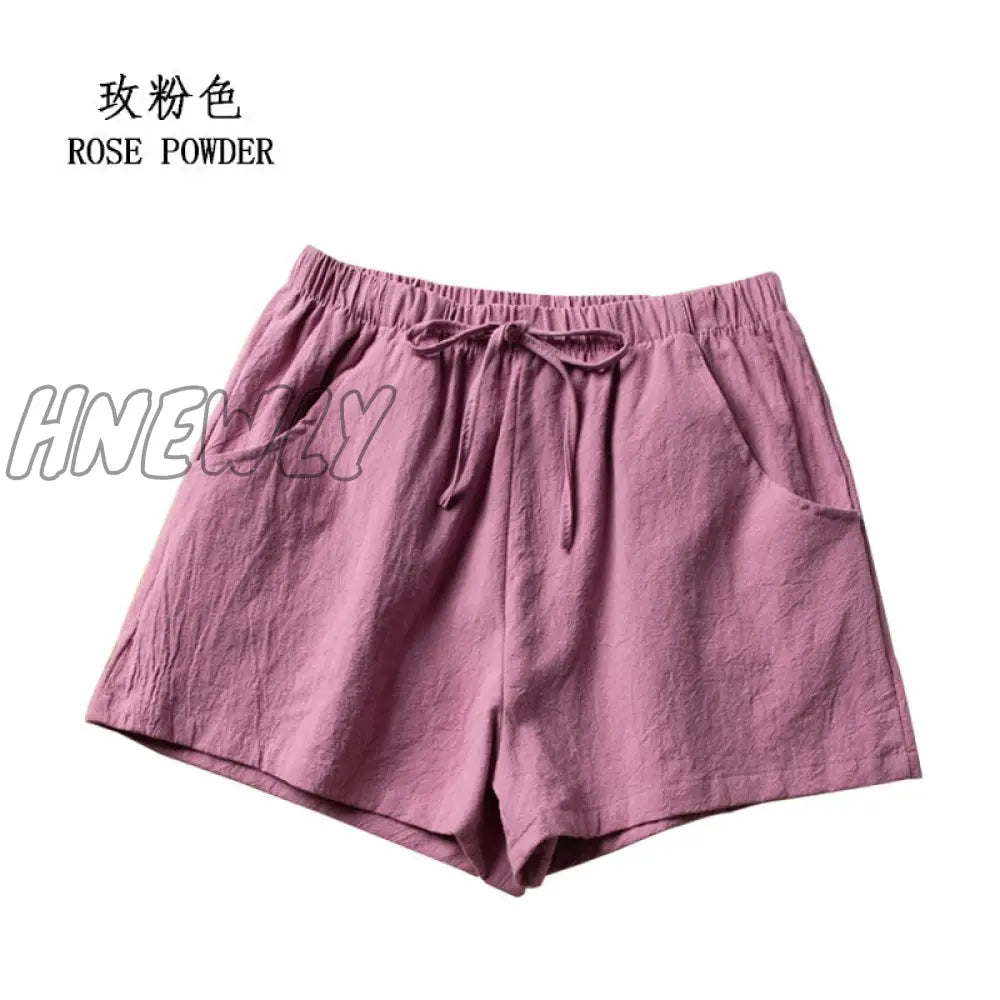 Hnewly Cotton Linen Shorts Woman Basic Short Pants Mini Trousers Trafic Fashion High Waist Bottom