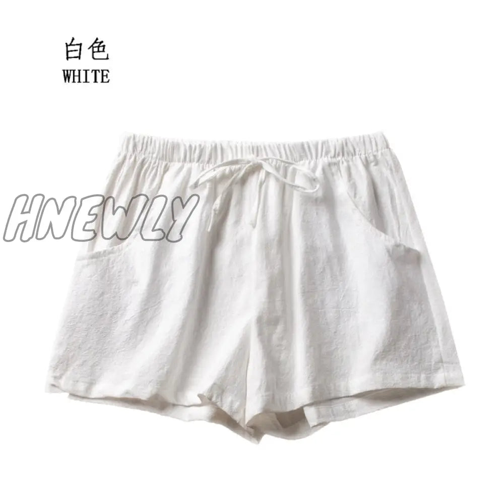 Hnewly Cotton Linen Shorts Woman Basic Short Pants Mini Trousers Trafic Fashion High Waist Bottom