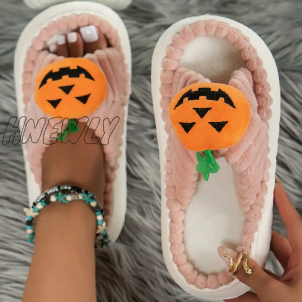 Hnewly - Cream White Casual Living Patchwork Round Comfortable Shoes Shoes Slippers