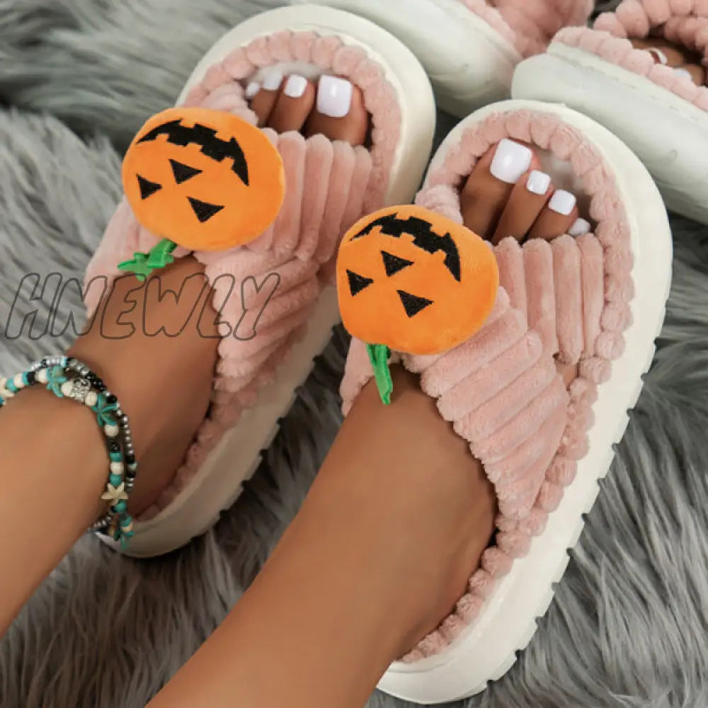 Hnewly - Cream White Casual Living Patchwork Round Comfortable Shoes Shoes Slippers