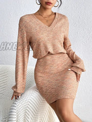 Hnewly Criss Cross Bodycon Dress Casual V Neck Long Sleeve Women’s Clothing