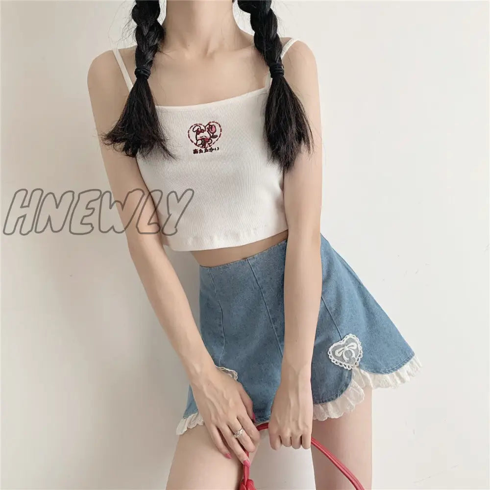 Hnewly Cute Lolita Girls Denim Shorts Japanese Sweet High Waist Lace Irregular Women’s S-4Xl