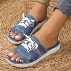 Hnewly - Deep Blue Casual Patchwork Round Comfortable Shoes Shoes Slippers