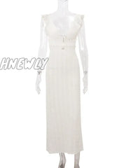 Hnewly Deep V Neck Sexy Dresses Women Sleeveless Slim High Waist Long Dress Femme Elegant Holiday