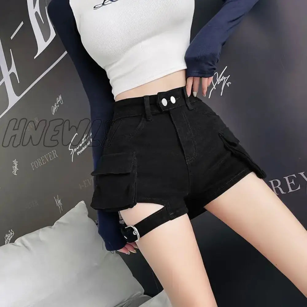 Hnewly Denim Shorts Women Irregular Chic Designed Summer High Street Hotsweet Vintage American