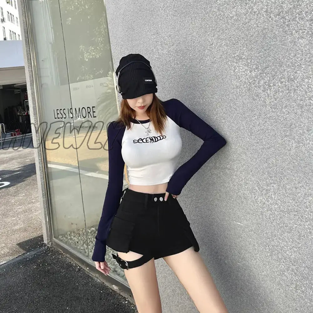 Hnewly Denim Shorts Women Irregular Chic Designed Summer High Street Hotsweet Vintage American