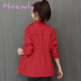 Hnewly Double Layer Women Windbreaker New Spring Autumn Short Coat Fashion Plus Size 3Xl Stand - Up