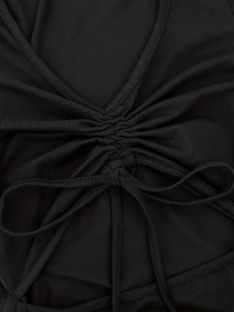 Hnewly Drawstring Cut Out Bodycon Dress Sexy Short Sleeve Ruched For Summer Women’s Clothing