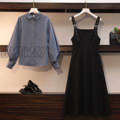 Hnewly Dress Sets Women Plus Size 4Xl Chic Fashion Elegant Office Lady Outfits 2 Piece Korean Fall