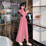Hnewly Dress Women Long Sleeve Casual Fairy Evening Vintage One Piece For New Year Party Korean