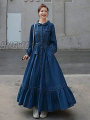 Hnewly Dresses For Women 2024 Autumn Winter Fashion Versatile Women’s Clothing French Retro Denim