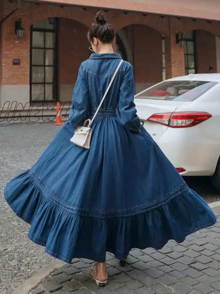 Hnewly Dresses For Women 2024 Autumn Winter Fashion Versatile Women’s Clothing French Retro Denim
