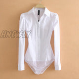 Hnewly Elegant Bodysuits Women Office Lady White Body Shirt Long Sleeved Blouse Ladies Collar Tops Female Womens Clothing New Tops