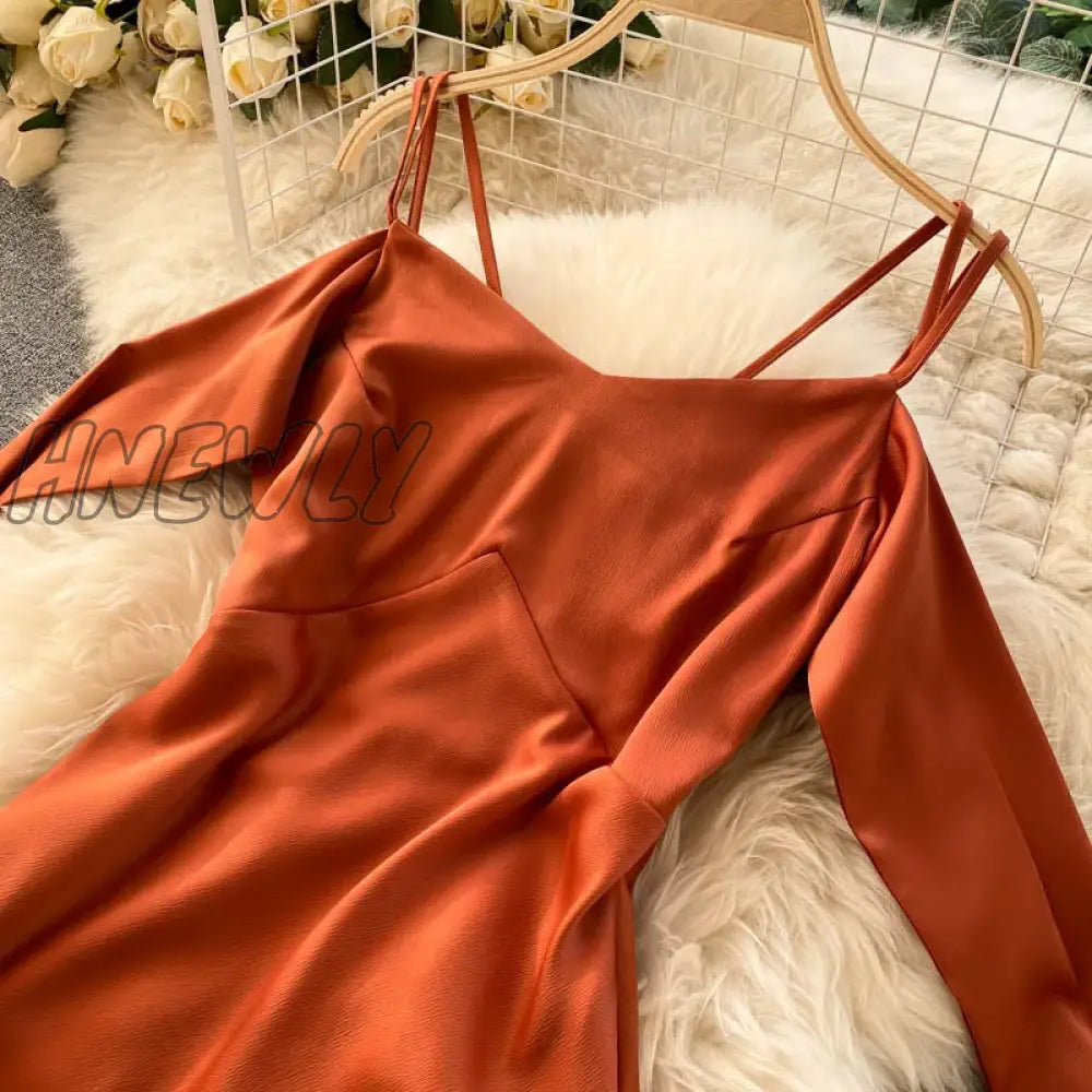Hnewly Elegant Sexy Backless Lace-Up Pleated Slip Dress Fairy A-Line Summer Beach Vacation Vestidos