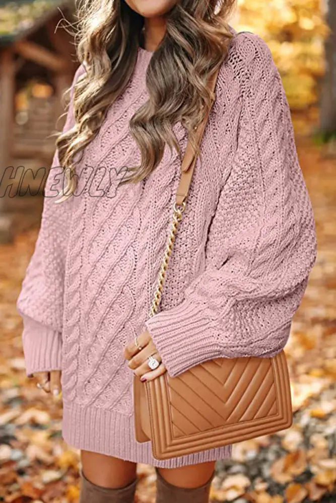 Hnewly - Elegant Solid Hollowed Out O Neck Long Sleeve Dresses(12 Colors) Dresses/Sweater Dresses