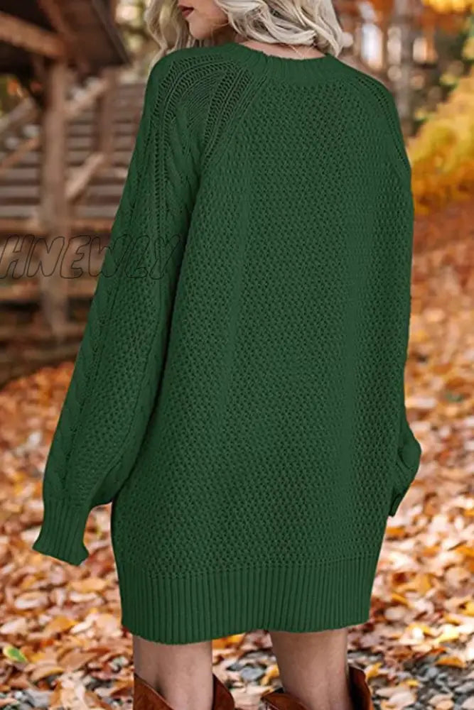 Hnewly - Elegant Solid Hollowed Out O Neck Long Sleeve Dresses(12 Colors) Dresses/Sweater Dresses