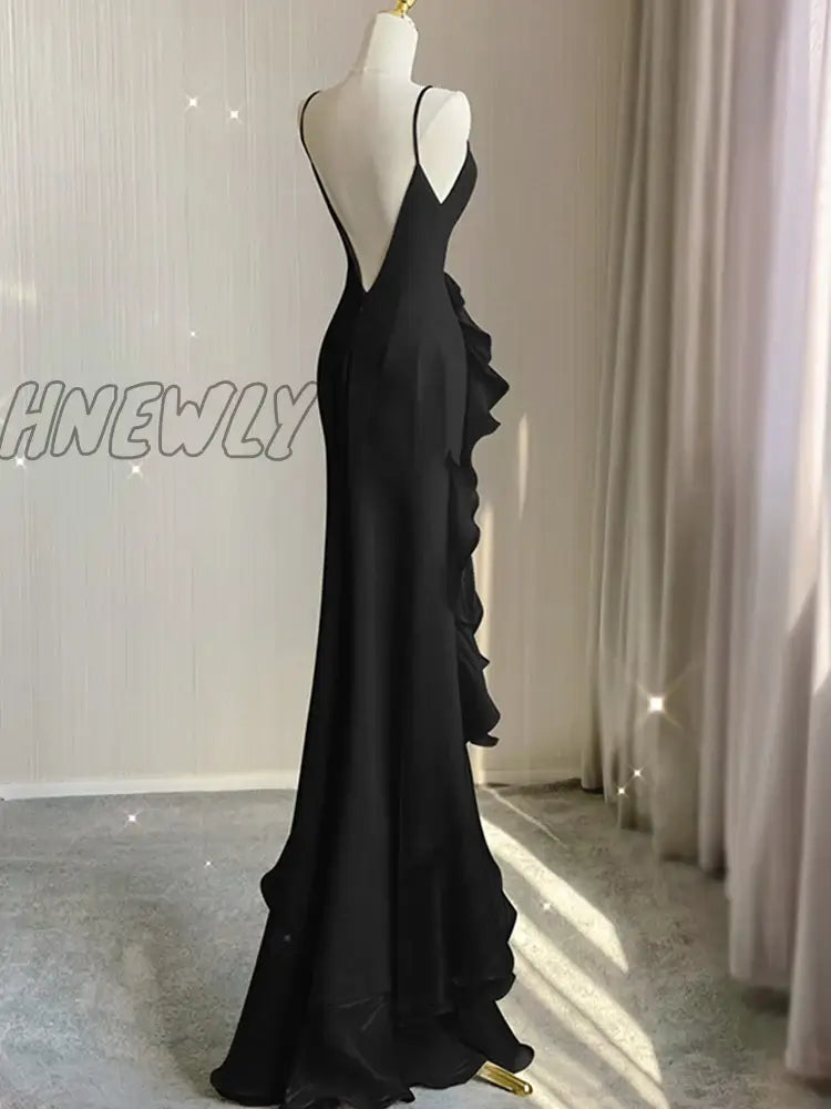 Hnewly Elegant White Round Neck Slim Fit Sleeveless Women Wedding Dress Evening Party Gown With