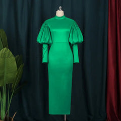 Hnewly Elegant Women Dresses Puffy Long Sleeve Slim Fit Bright Sparkly Dress Large Size 3Xl Classy