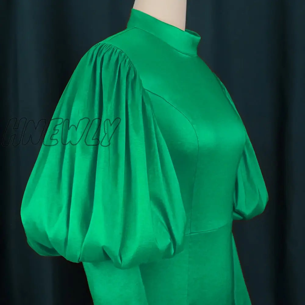 Hnewly Elegant Women Dresses Puffy Long Sleeve Slim Fit Bright Sparkly Dress Large Size 3Xl Classy