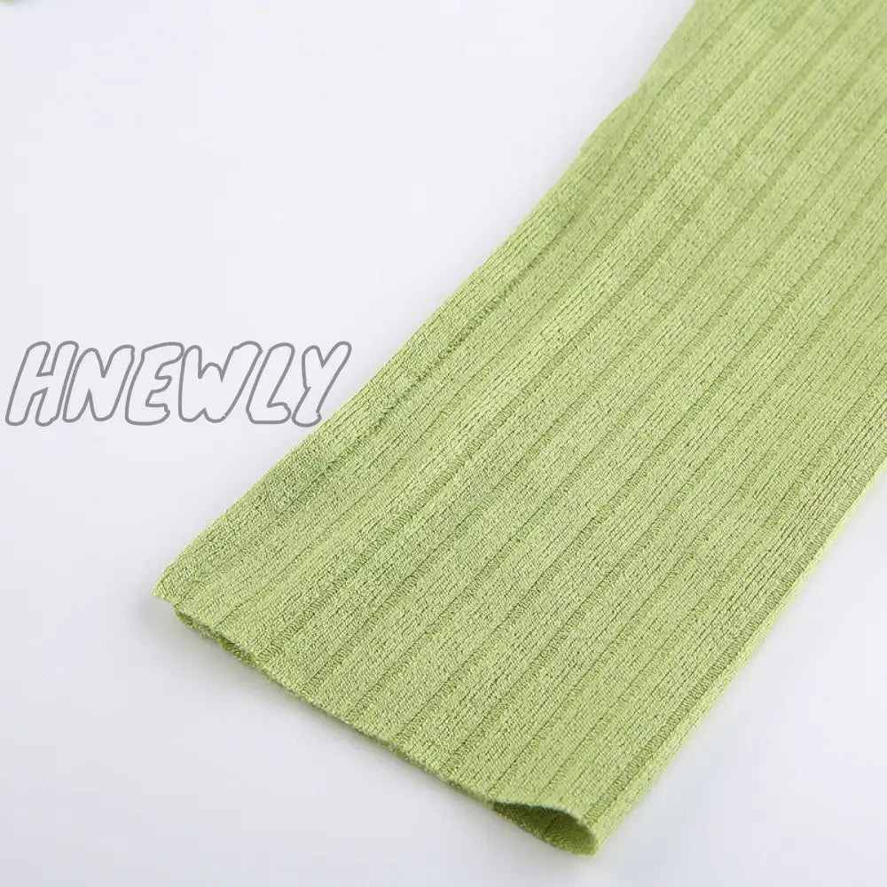 Hnewly Fairy Grunge Solid Knitted Crop Top Sexy Asymmetrical Hollow Slit Long Sleeve T Shirt Women