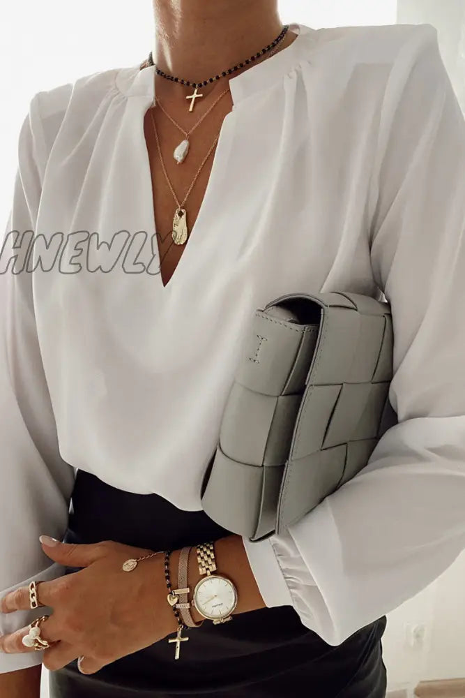 Hnewly - Fashion British Style Solid V Neck Tops(3 Colors) Tops/Blouses & Shirts