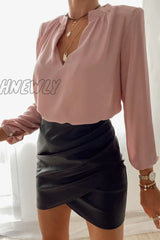 Hnewly - Fashion British Style Solid V Neck Tops(3 Colors) Tops/Blouses & Shirts