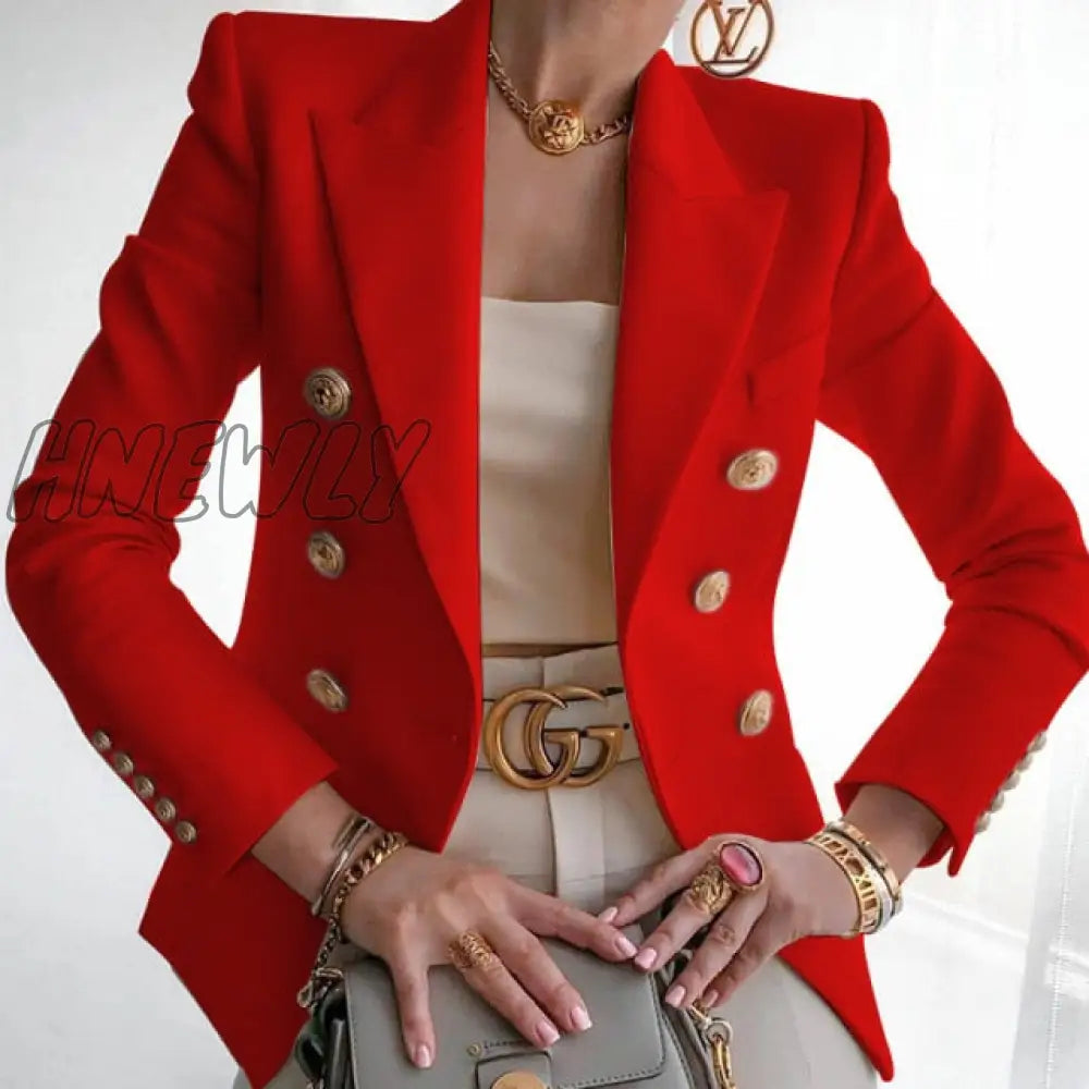 Hnewly Fashion Business Uniform Formal Wear Women’s Suit Double - Breasted Jacket Commuter White