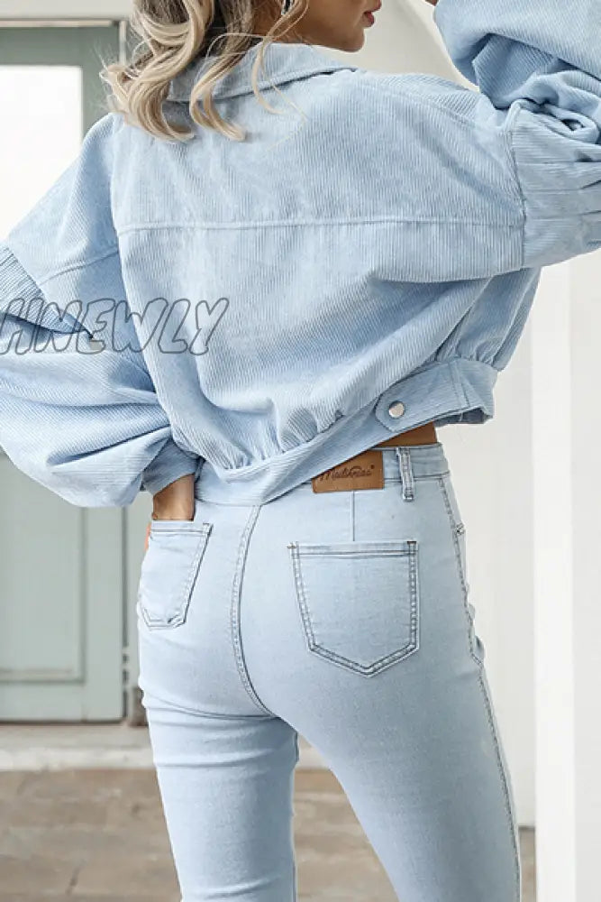 Hnewly - Fashion Casual Solid Pocket Buckle Turndown Collar Outerwear Outerwear/Blazer & Suits