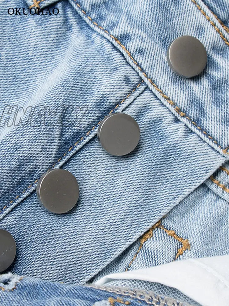Hnewly Fashion Classic Y2K Baggy Jeans Women High Waist Loose Straight Leg Pants Summer Light Wash