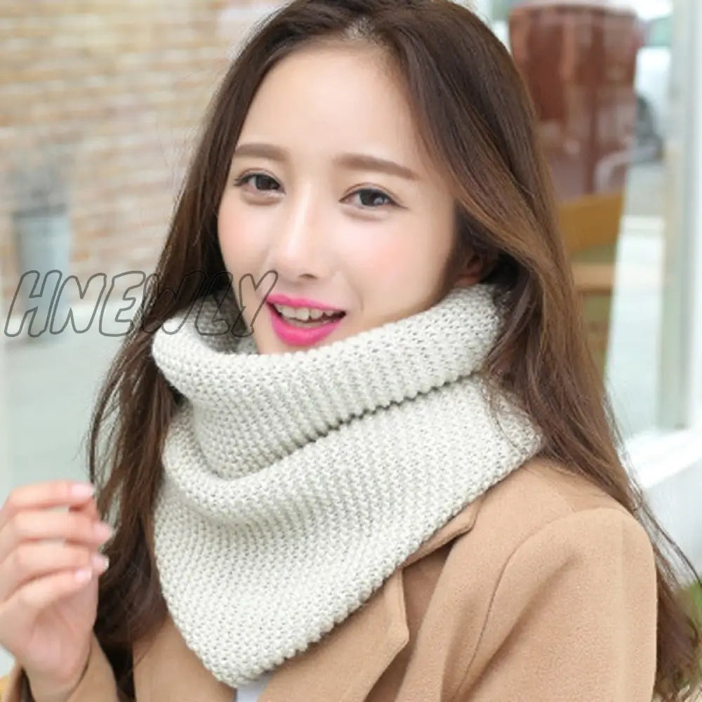 Hnewly Fashion New Unisex Winter Scarf Knitted Scarves Collar Neck Warmer Women’s Beige