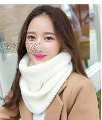 Hnewly Fashion New Unisex Winter Scarf Knitted Scarves Collar Neck Warmer Women’s White