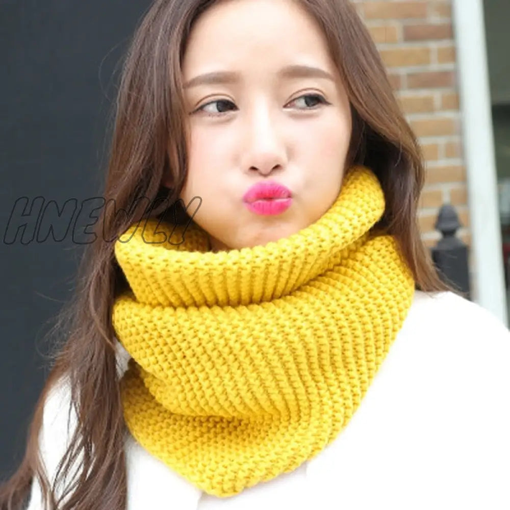 Hnewly Fashion New Unisex Winter Scarf Knitted Scarves Collar Neck Warmer Women’s Yellow